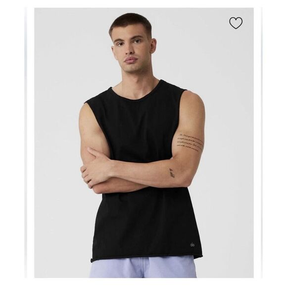 NWT's ALO Yoga Men’s Society Raw Edge Tank in Black Size Small - Picture 1 of 9
